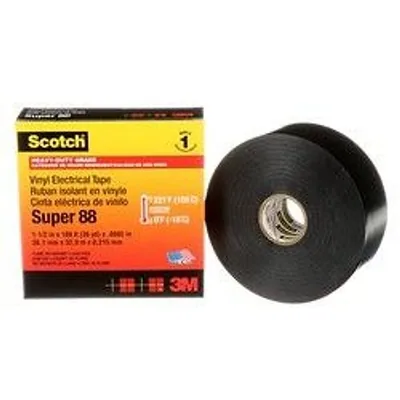 Scotch® Cinta de Aislar de Vinil Super 88, 1-1/2 in x 36 yd, Negro