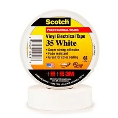 Scotch® Cinta de Aislar de Vinil Codificación por Color 35, 3/4 in x 66 ft, Blanco