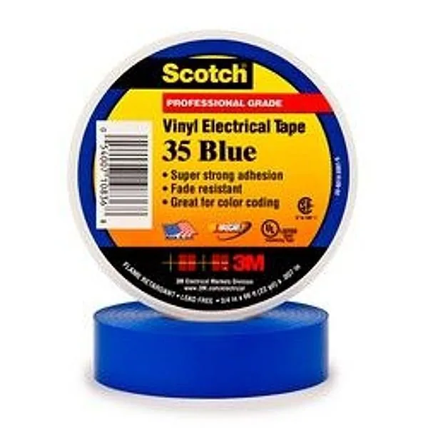 Scotch® Cinta de Aislar de Vinil Codificación por Color 35, 3/4 in x 66 ft, Azul