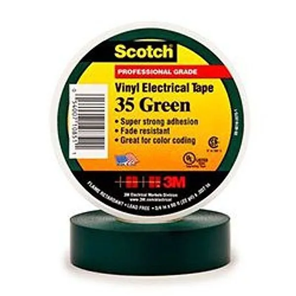 Scotch® Cinta de Aislar de Vinil Codificación por Color 35, 3/4 in x 66 ft, Verde