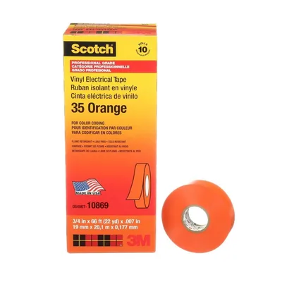 Scotch® Cinta de Aislar de Vinil Codificación por Color 35, 3/4 in x 66 ft, Naranja