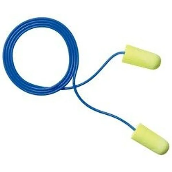 Tapones Auditivos 3M™ E-A-Rsoft™ Yellow Neons™ 311-1250, Con Cordón, Bolsa de Polietileno, Tamaño Regular