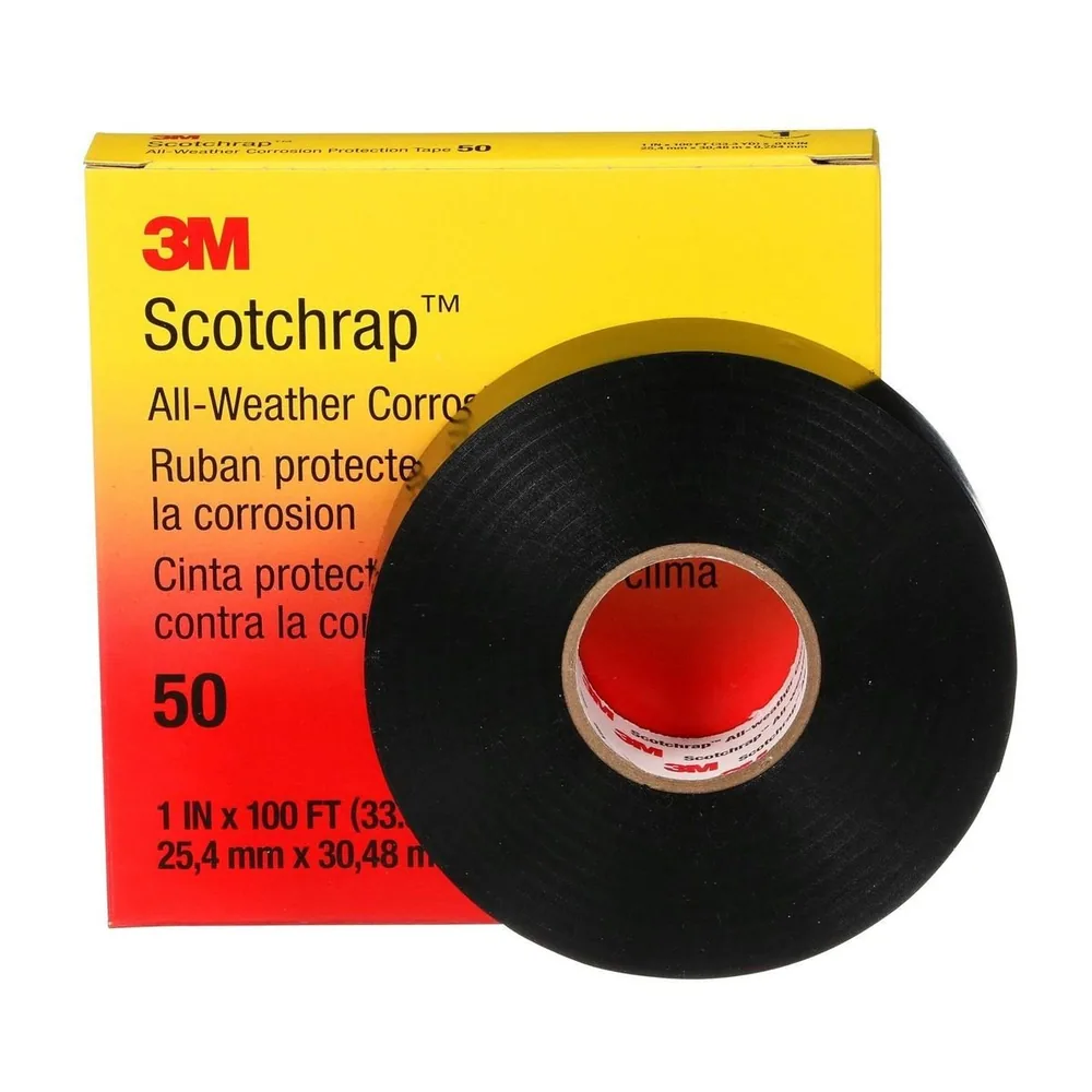 3M™ Scotchrap™ Cinta de Protección Contra la Corrosión de Vinil 50, 1 in x 100 ft, Sin Impresión, Negro (3M-11149)