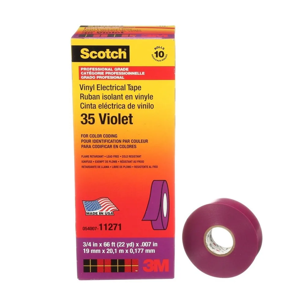 Scotch® Cinta de Aislar de Vinil Codificación por Color 35, 3/4 in x 66 ft, Violeta