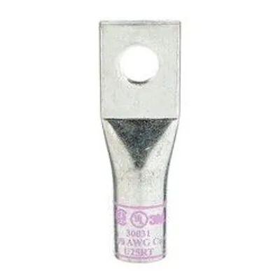 3M™ Scotchlok™ Zapata de Ojillo de Cobre, Un Agujero, 30031, hasta 35 kV, 1/0 AWG, Tamaño de Birlo 5/16 (8), Rosa