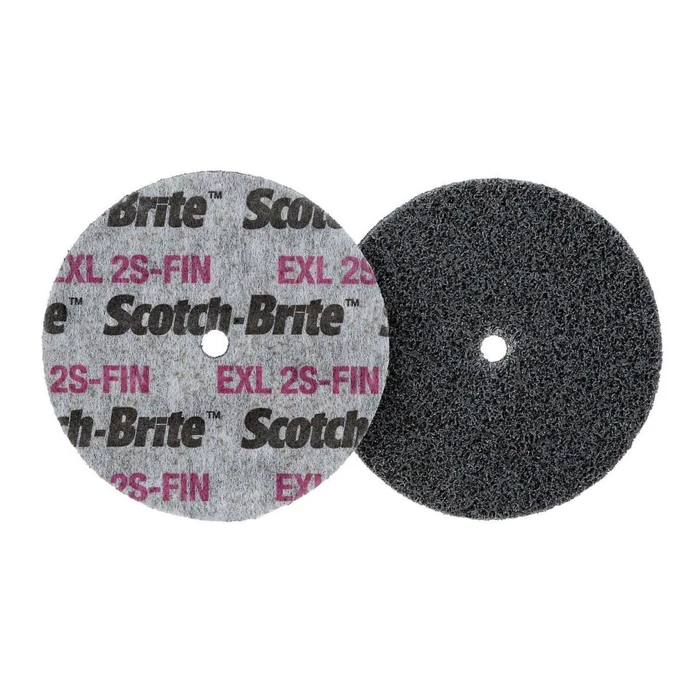 Rueda Unitizada Scotch-Brite™ EXL, XL-UW, 2S Fine, 3 in x 1/2 in x 1/4 in