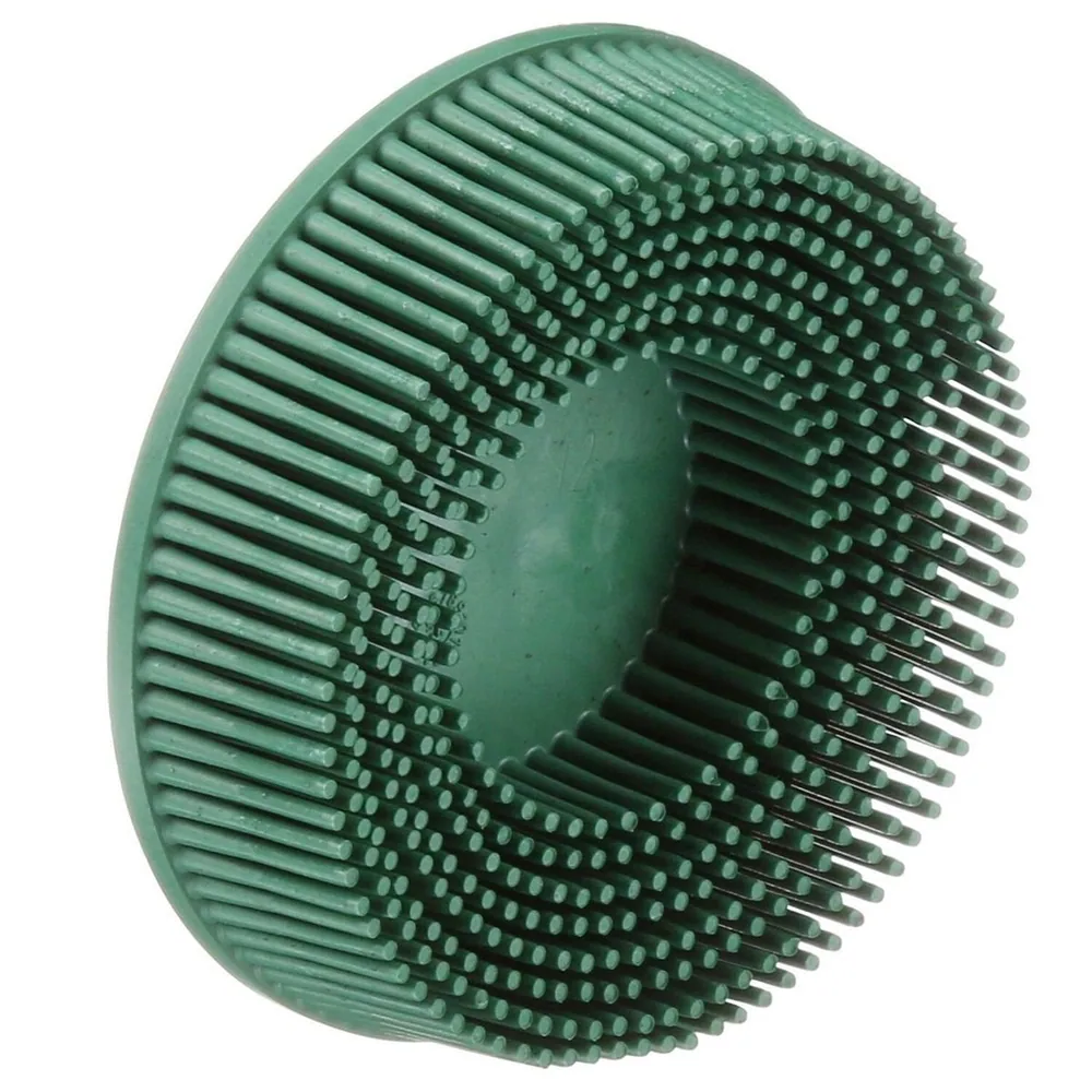 Scotch-Brite™ Roloc™ Bristle Disc, RD-ZB, 50, TR, Green, 3 in x 5/8 in, Tapered