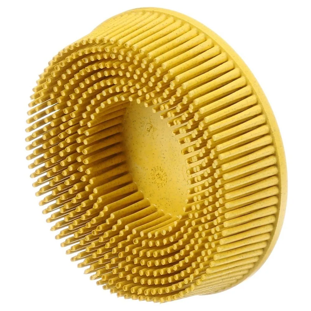 Disco Scotch-Brite™ Roloc™ Cerdas, RD-ZB, 80, TR, Amarillo, 3 in x 5/8 in, Cónico