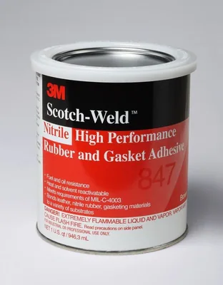3M™ Adhesivo de Hule y Empaque Nitrilo de Alto Desempeño 847, Café, 1 Cuarto de Galón