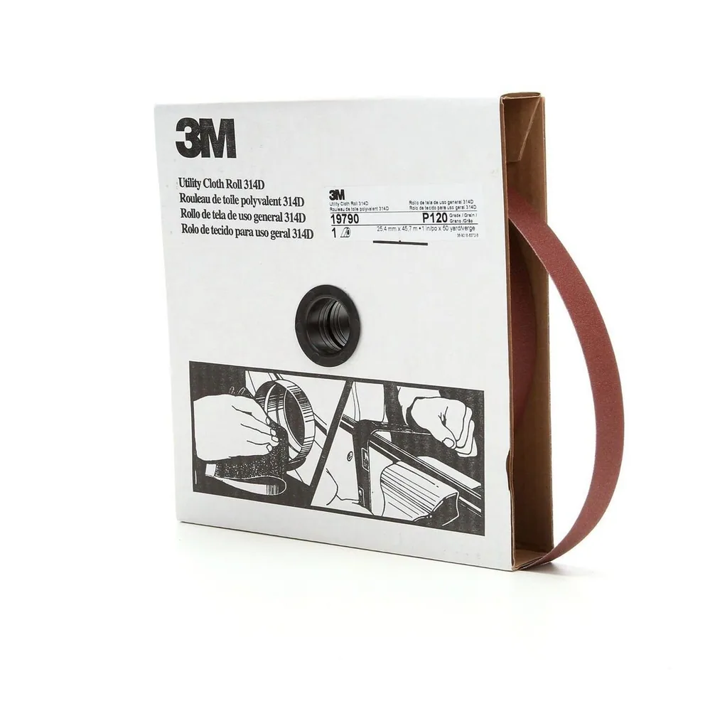 Rollo de Tela Utilitaria 3M™ 314D, P120 J-weight, 1 in x 50 yd