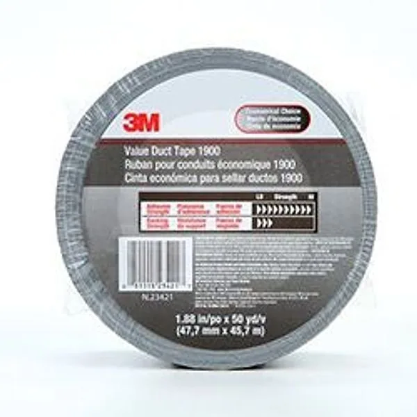 3M™ Value Duct Tape 1900, Silver, 1.88 in x 50 yd, 5.8 mil