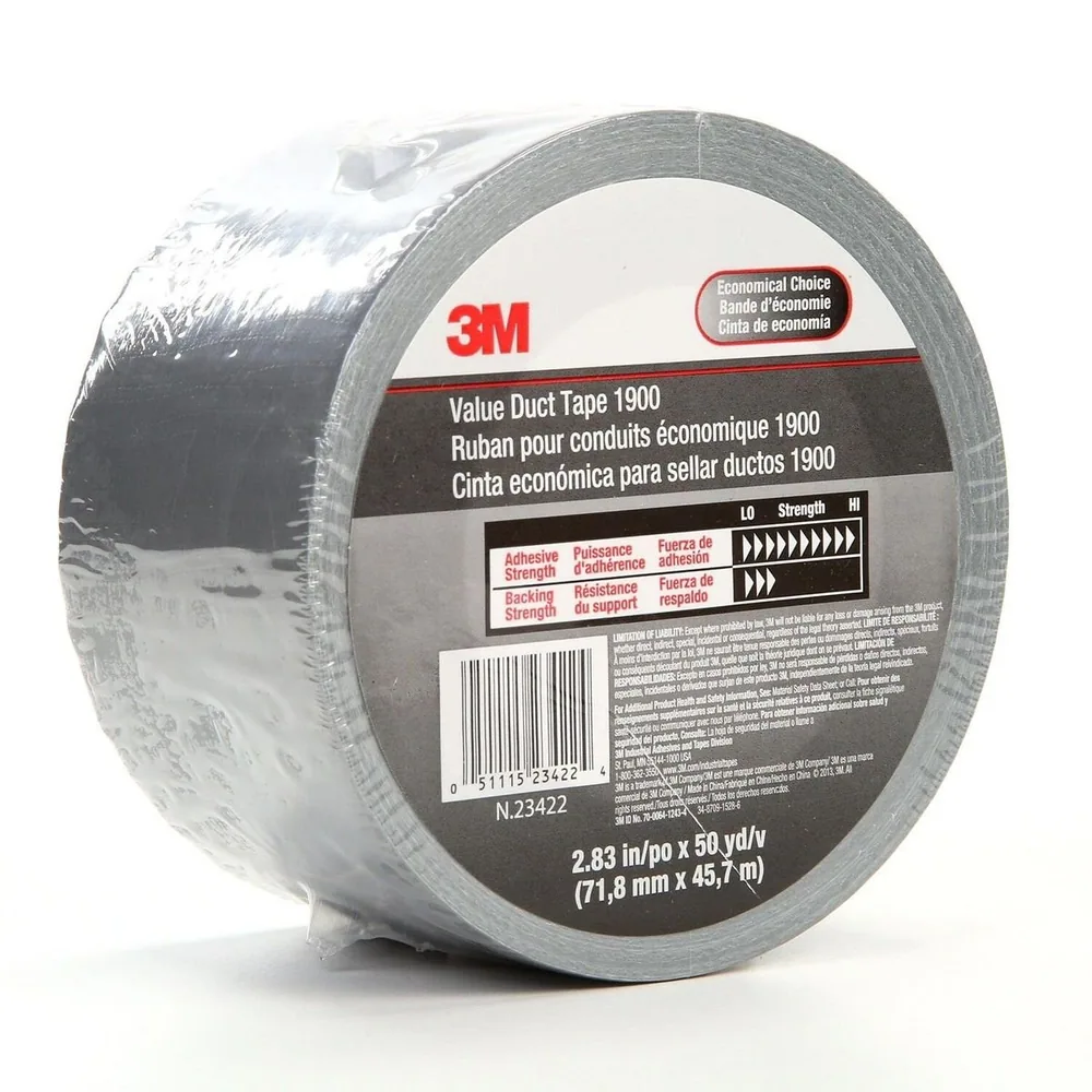 Cinta de Ducto Valor 3M™ 1900, Plateada, 2.83 in x 50 yd, 5.8 mil