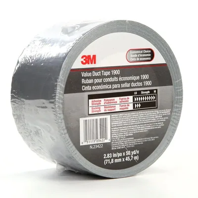 Cinta de Ducto Valor 3M™ 1900, Plateada, 2.83 in x 50 yd, 5.8 mil