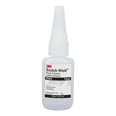 Adhesivo de Cianoacrilato para Plástico y Hule 3M™ Scotch-Weld™ PR40, Transparente, 20 Gramos