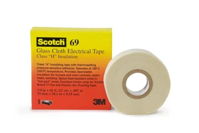 3M™ Cinta Eléctrica de Tela de Vidrio 69, 3/4 in x 36 yd, Blanco