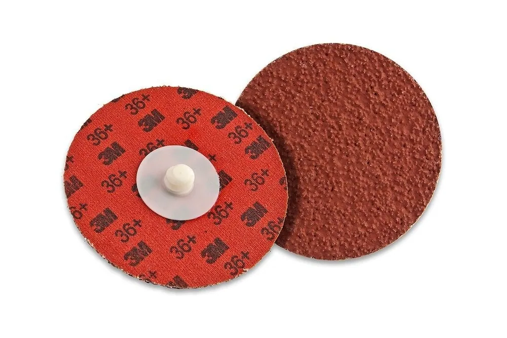 Disco Roloc™ de borde duradero 3M™ Cubitron™ II, 984F, 36+, Peso YF, TR, Granate, 1-1/2 in, Dado R150S