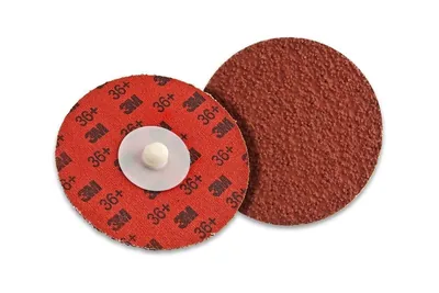 3M™ Cubitron™ II Roloc™ Durable Edge Disc 984F, 36+, YF-weight, TR, Maroon, 3 in, Die R300V