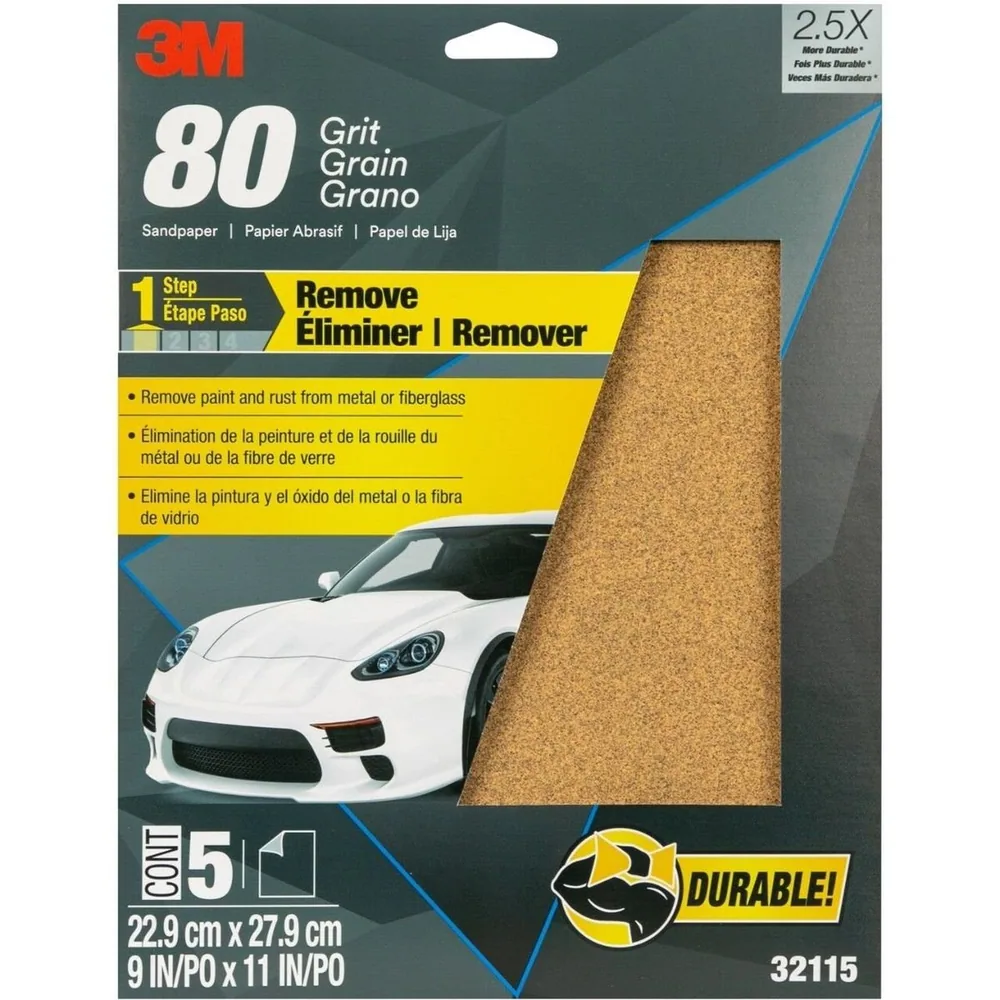 Lija 3M™ 32115, 80 Grano, 9 in x 11 in