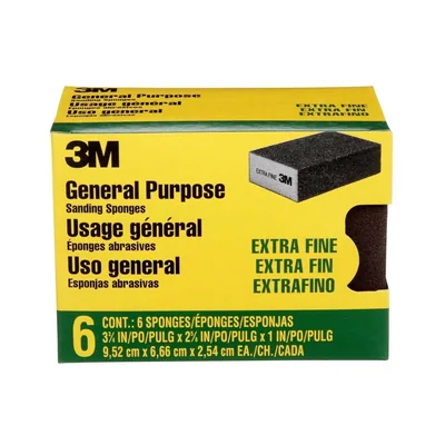 3M™ Sanding Sponge CP000-6P-CC, Extra Fine, 3.75 in x 2.625 in x 1 in