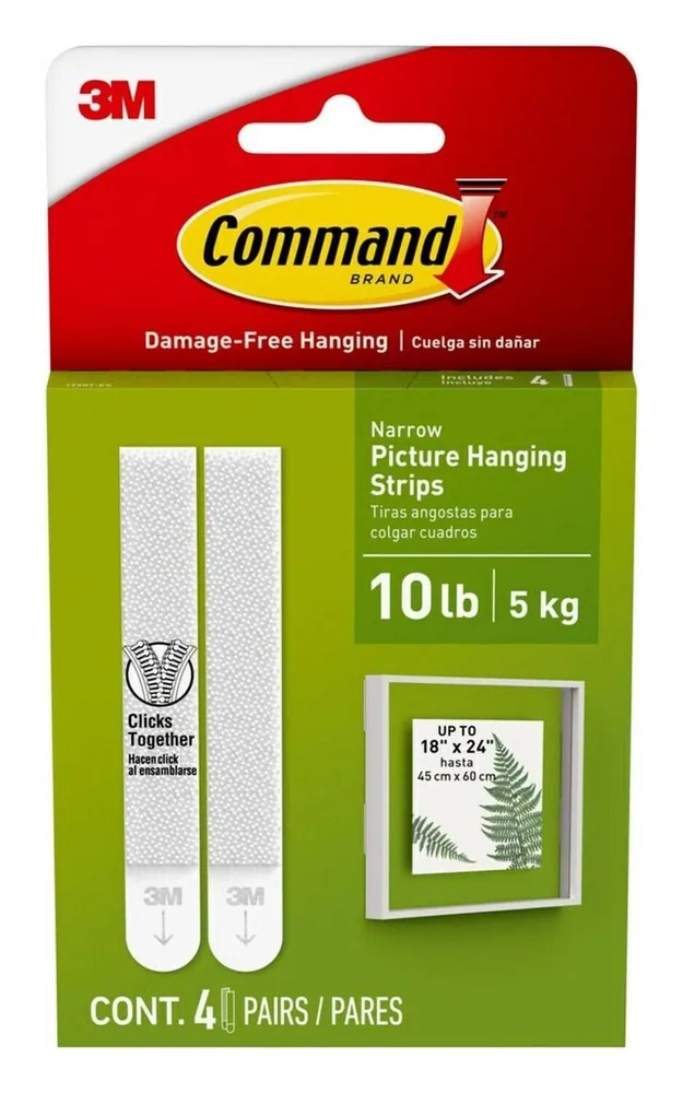Tiras Estrechas para Colgar Cuadros Command™ 17207-ES MOQ/Múltiplos de 24 Paquetes