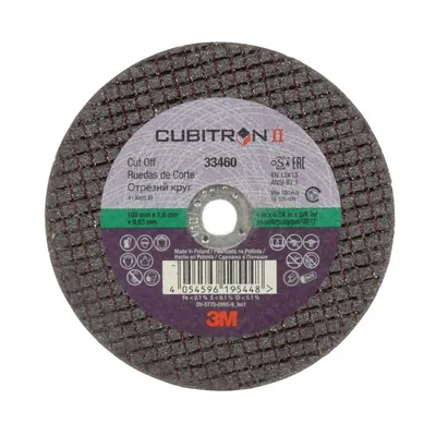 3M™ Cubitron™ II Cut-Off Wheel, 33460, 100 mm x 1 mm x 9.53 mm (4 in x 0.04 in x 3/8 in)