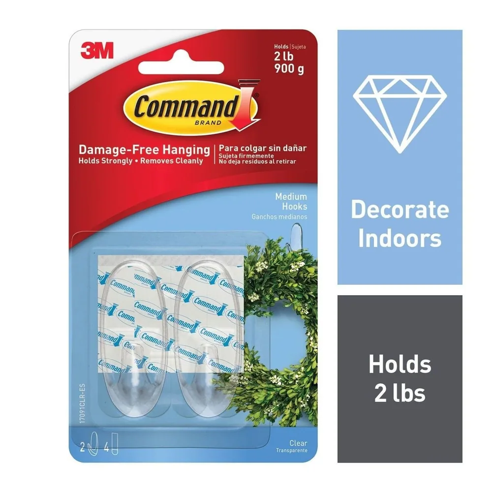 Ganchos Medianos Transparentes Command™ 17091CLR-ES
