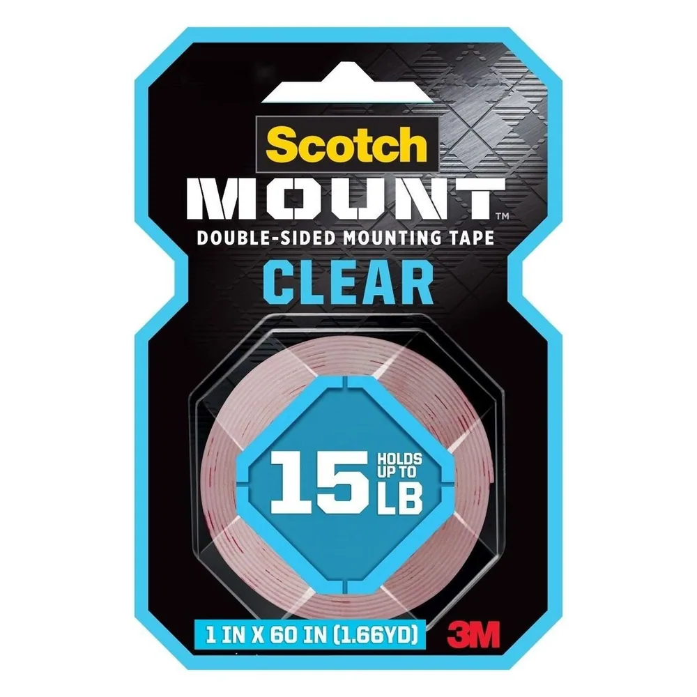 Cinta de Montaje Doble Cara Scotch-Mount™ Transparente 410H, 1 in x 60 in (2.54 cm x 1.52 m)
