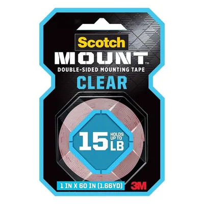 Scotch-Mount™ Clear Double-Sided Mounting Tape 410H, 1 in x 60 in (2.54 cm x 1.52 m)