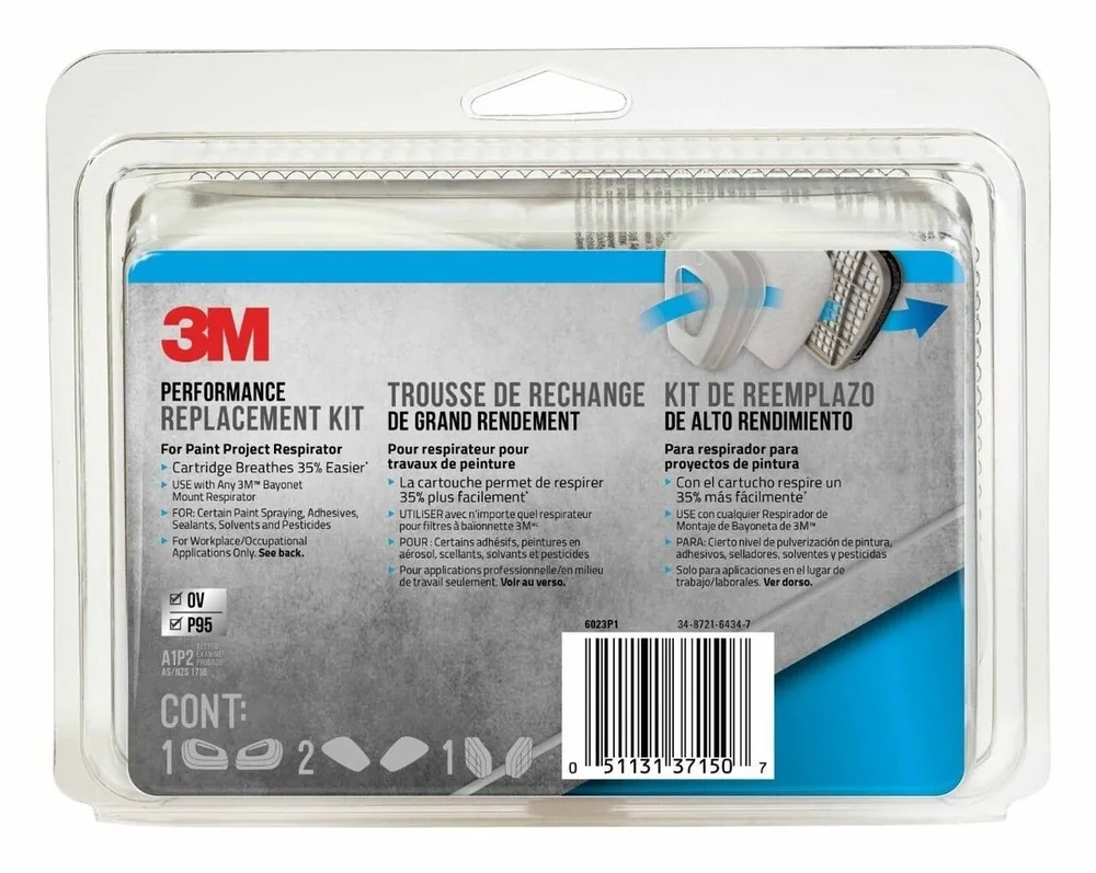 Kit de Reemplazo de Desempeño 3M™ para Respirador de Proyecto de Pintura OV/P95, 6023P1-DC