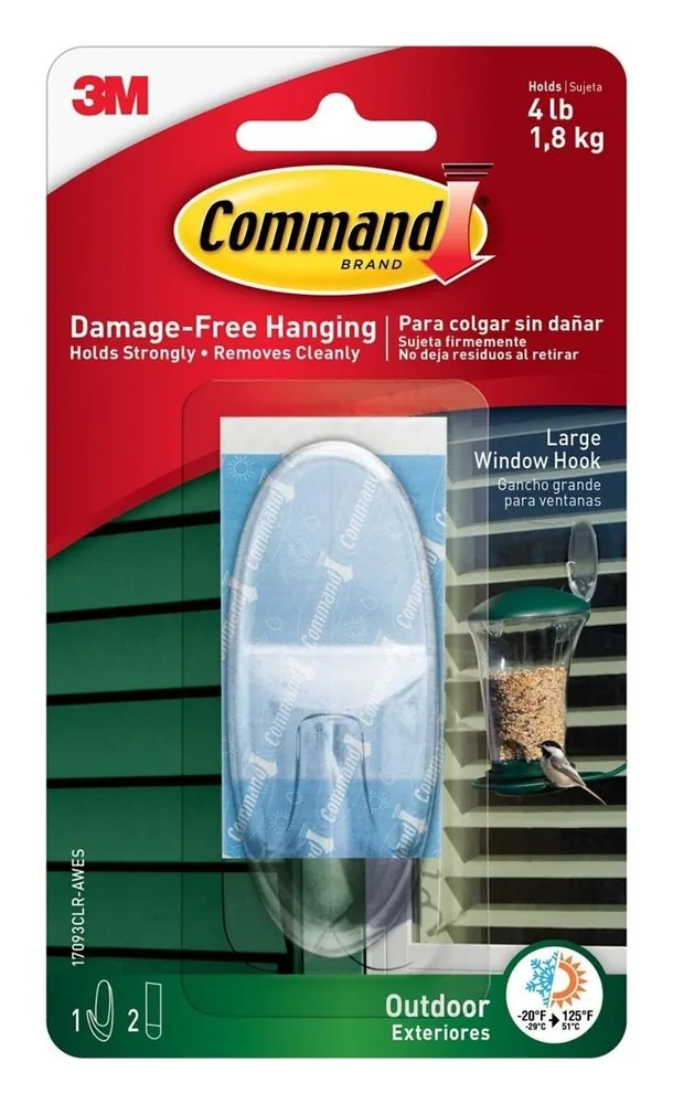 Gancho Transparente Grande para Ventana Exterior Command™ 17093CLR-AWES
