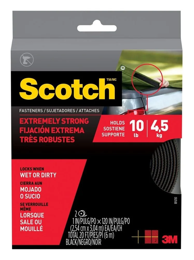 Fijadores Scotch™ Extreme RF6761, 1 in x 10 ft (25,4 mm x 3,04 m) Negro 1 Juego de Tiras