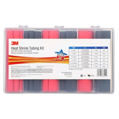 3M™ Tubo Termocontráctil Pared Delgada EPS-300, Adhesivo Forrado, Negro/Rojo