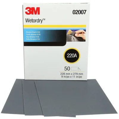 3M™ Wetordry™ Abrasive Sheet 413Q, 02007, 220, 9 in x 11 in