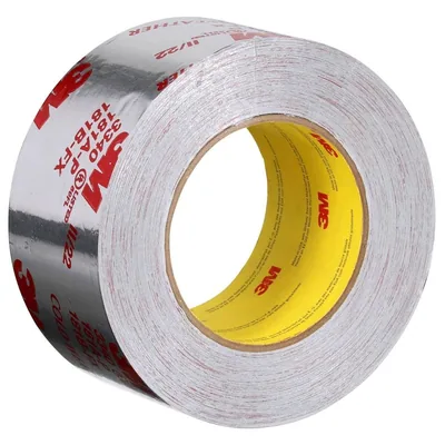 Cinta de Papel de Aluminio 3M™ Foil Tape 3340, Plateado, 2 1/2 in x 50 yd, 3.9 mil