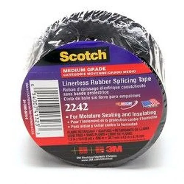 3M™ Cinta de Hule para Aislamiento sin Forro 2242, 1-1/2 in x 15 ft, núcleo de 1 in, Negro