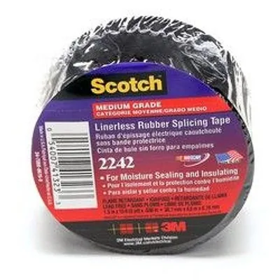 3M™ Linerless Electrical Rubber Tape 2242, 1-1/2 in x 15 ft, 1 in core, Black
