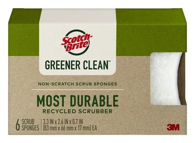 Scotch-Brite® Greener Clean™ Non-Scratch Scrub Sponge 97036-UG, 3.3 in x 2.6 in x 0.7 in (83 mm x 66 mm x 17 mm)