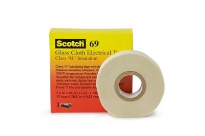 3M™ Cinta Eléctrica de Tela de Vidrio 69, 3/4 in x 22 ft, Núcleo de Papel de 1 in