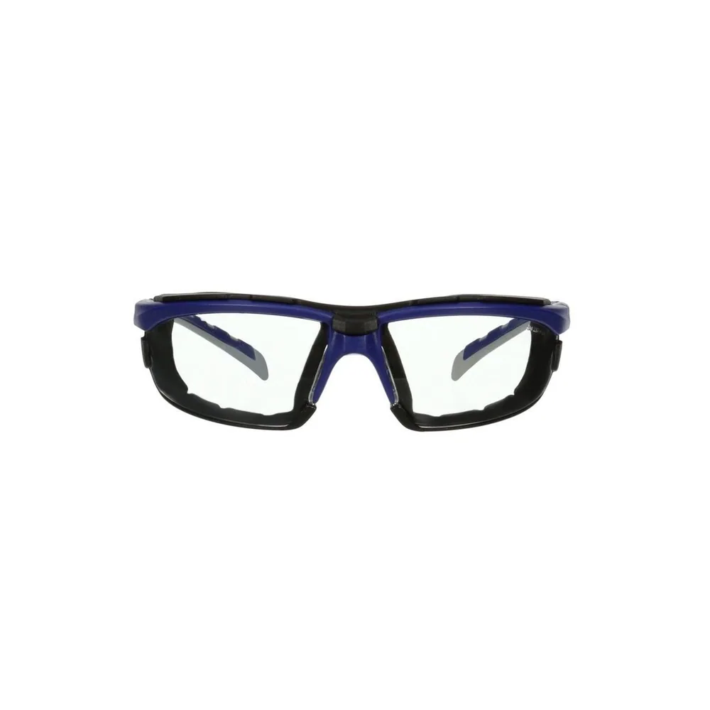 3M™ Solus™ Serie 2000, S2001SGAF-BGR-F, Varillas Gris/Azul-Verde, Revestimiento Scotchgard™ AF, Lente Transparente AF-AS, Sello de Espuma