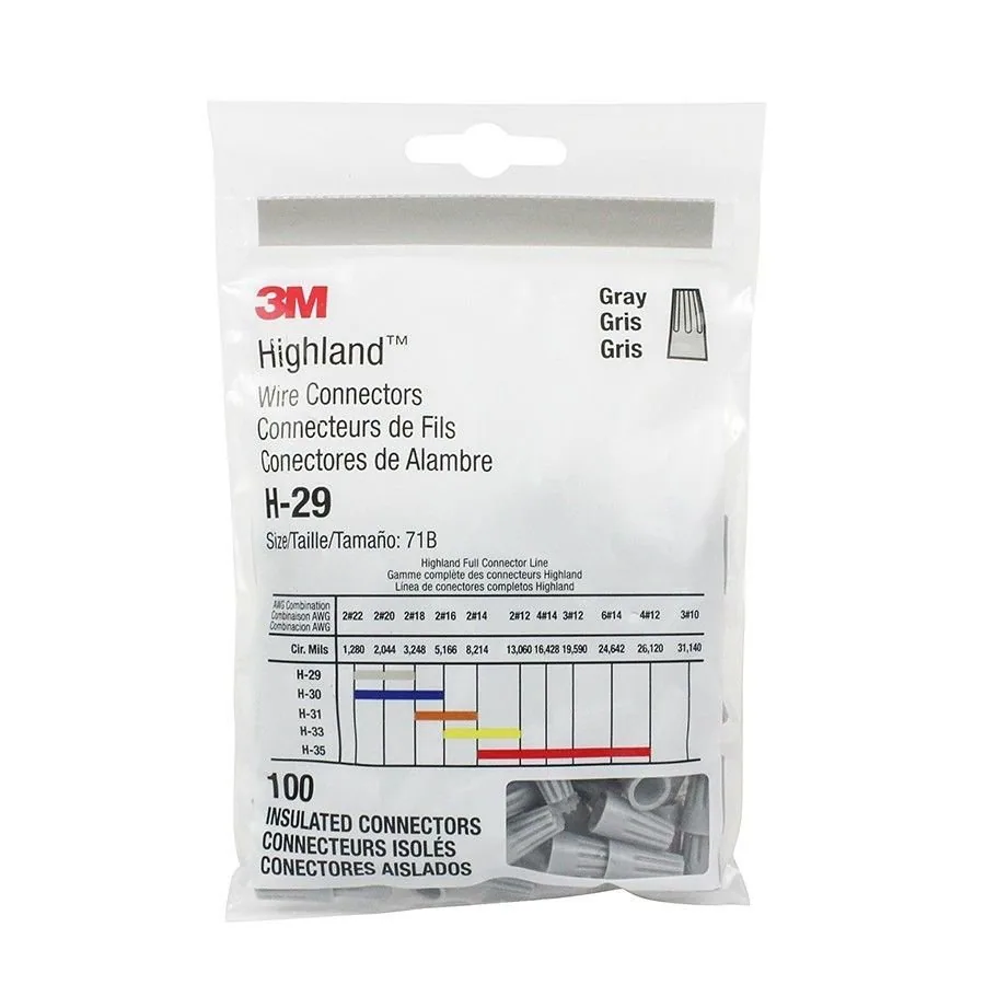 Conector de Resorte 3M™ Highland™ H-29-POUCH, 22-16 AWG, Gris UOM 1000 cada uno