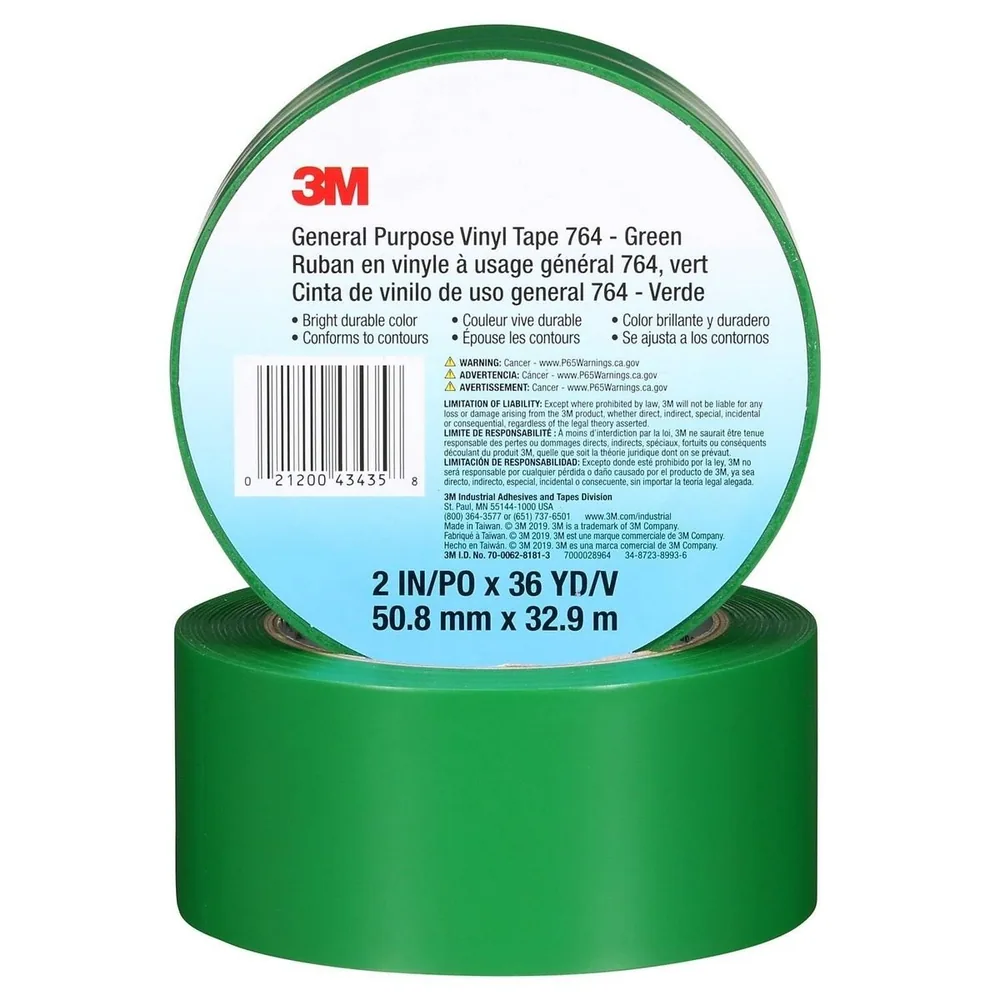 3M™ Cinta de Vinil Uso General 764, Verde, 2 in x 36 yd, 5 mil