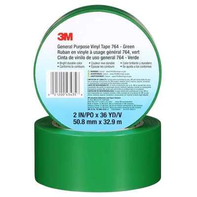3M™ Cinta de Vinil Uso General 764, Verde, 2 in x 36 yd, 5 mil