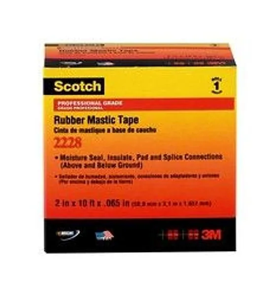 Cinta de Mástique de Hule Scotch® 2228, 2 in x 3 ft, NEGRO