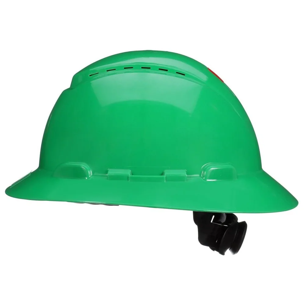 Casco 3M™ Secure Fit™ ala completa H-804SFV-UV, Verde, Ventilado, Suspensión trinquete de difusión de presión de 4 puntos, con UVicator