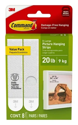 Command™ 20 lb White Picture Hanging Strips 17217-8ES, 8 Pairs / multis of 32