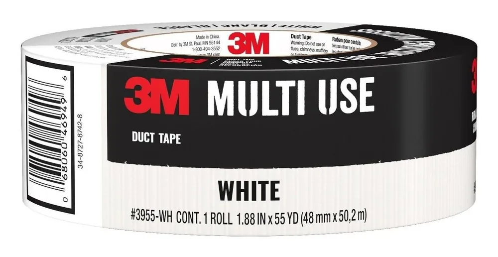 3M™ Cinta Ducto Blanca 3955-WH, 1.88 in x 55 yd (48 mm x 50.2 m)