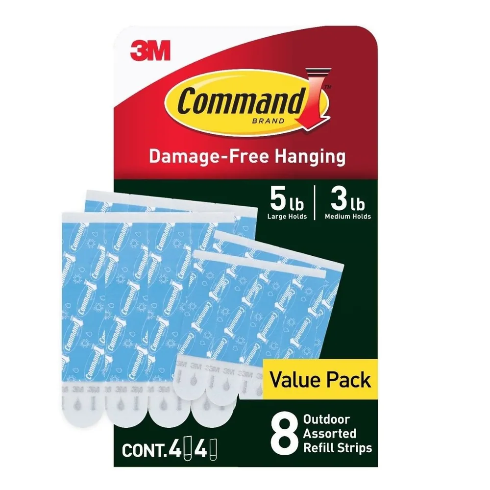 Command™ All Weather/Bath Medium and Large Foam Replacement Strips 17615AWB-8ESF, 8 Strip