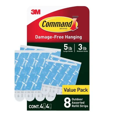 Command™ All Weather/Bath Medium and Large Foam Replacement Strips 17615AWB-8ESF, 8 Strip