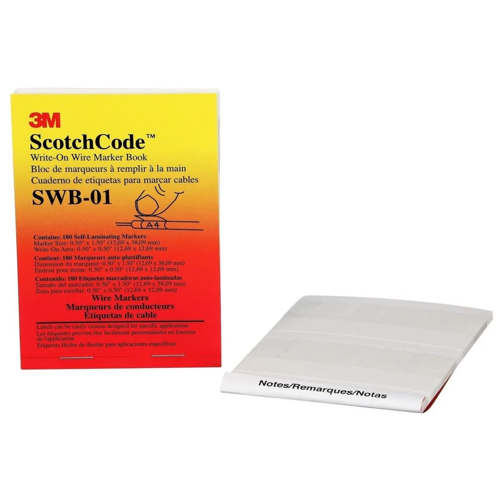 3M™ ScotchCode™ Write-On Wire Marker Book SWB-01, 0.5 in x 1.5 in