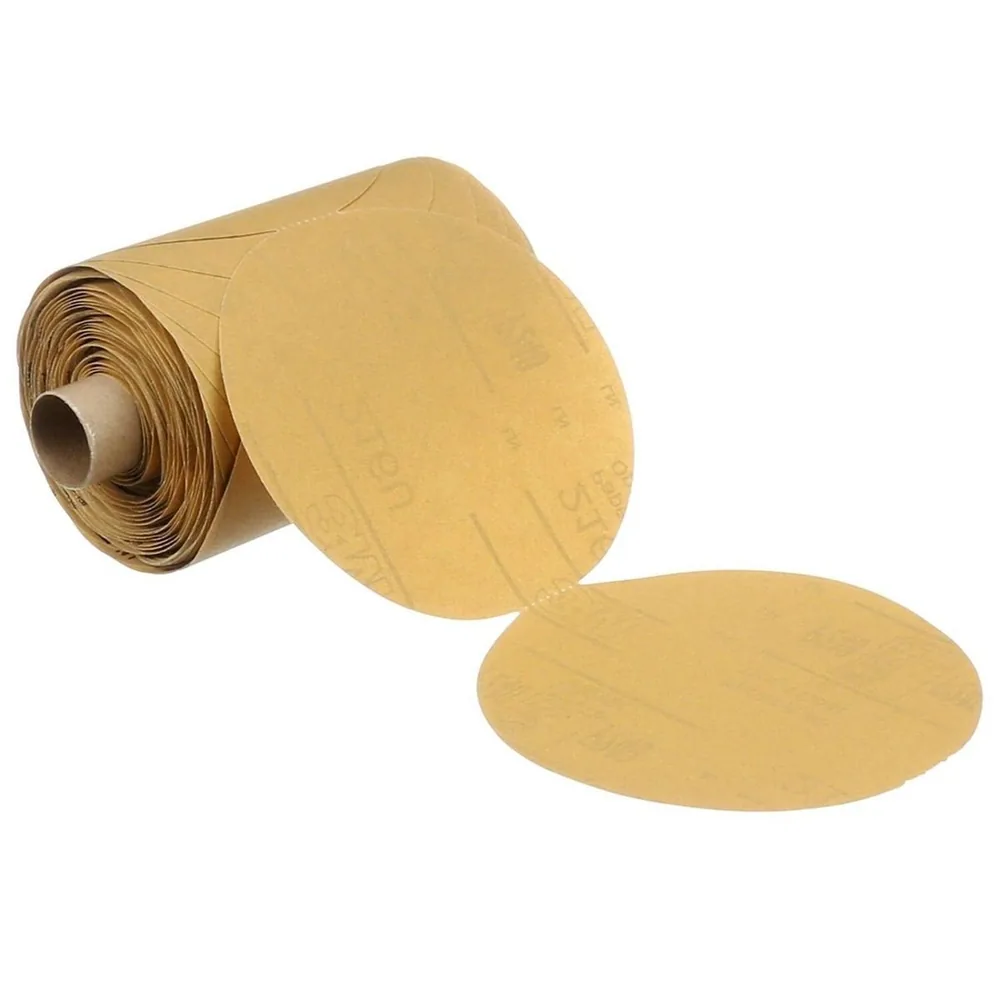 Rollo de Disco de Papel Dorado 3M™ Stikit™ 216U, P80 peso A, 5 pulgadas x NH, Die 500X